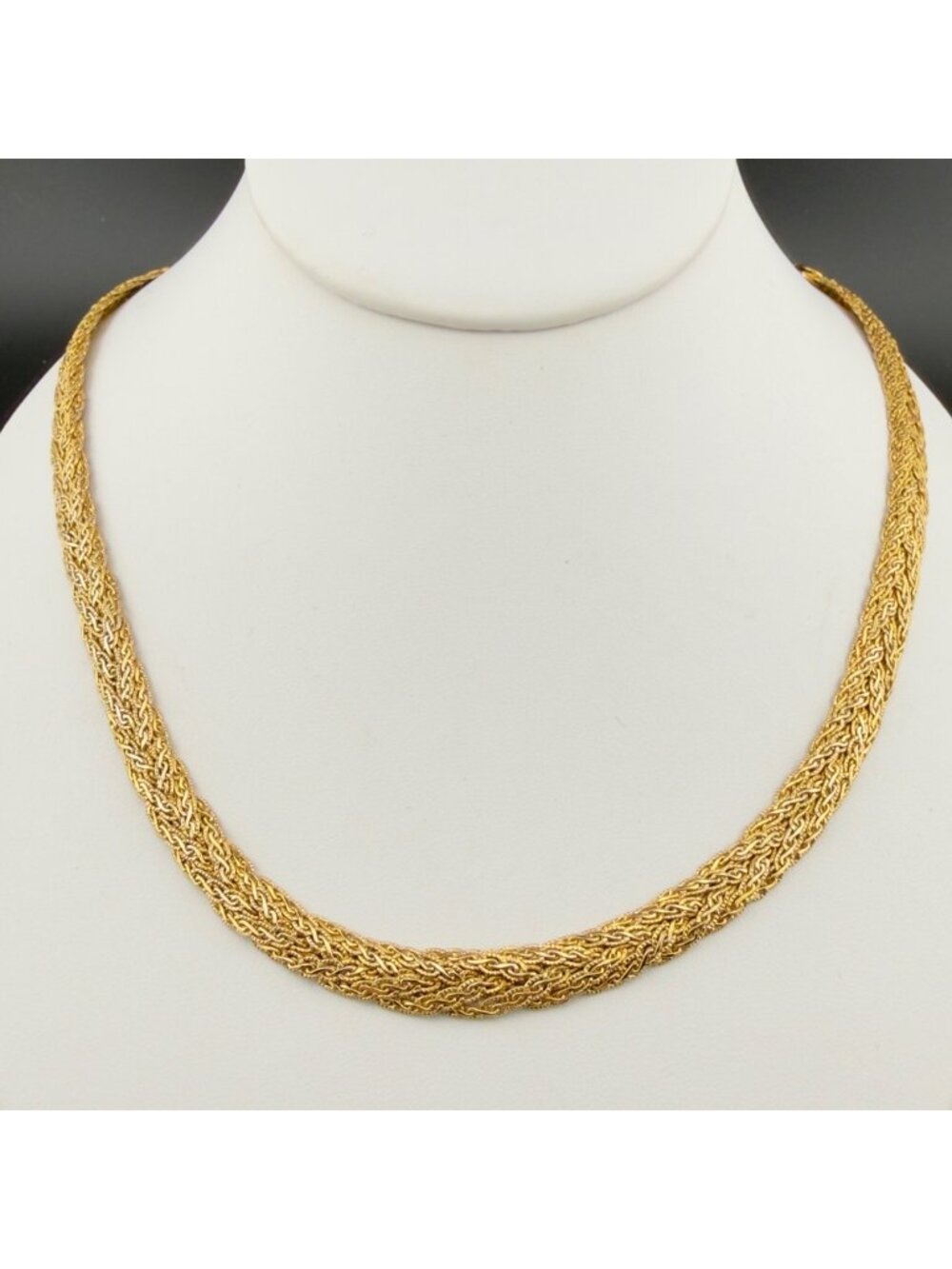 Vintage Monet Gold Tone Necklace Braided Textured Chain 18" Adjustable